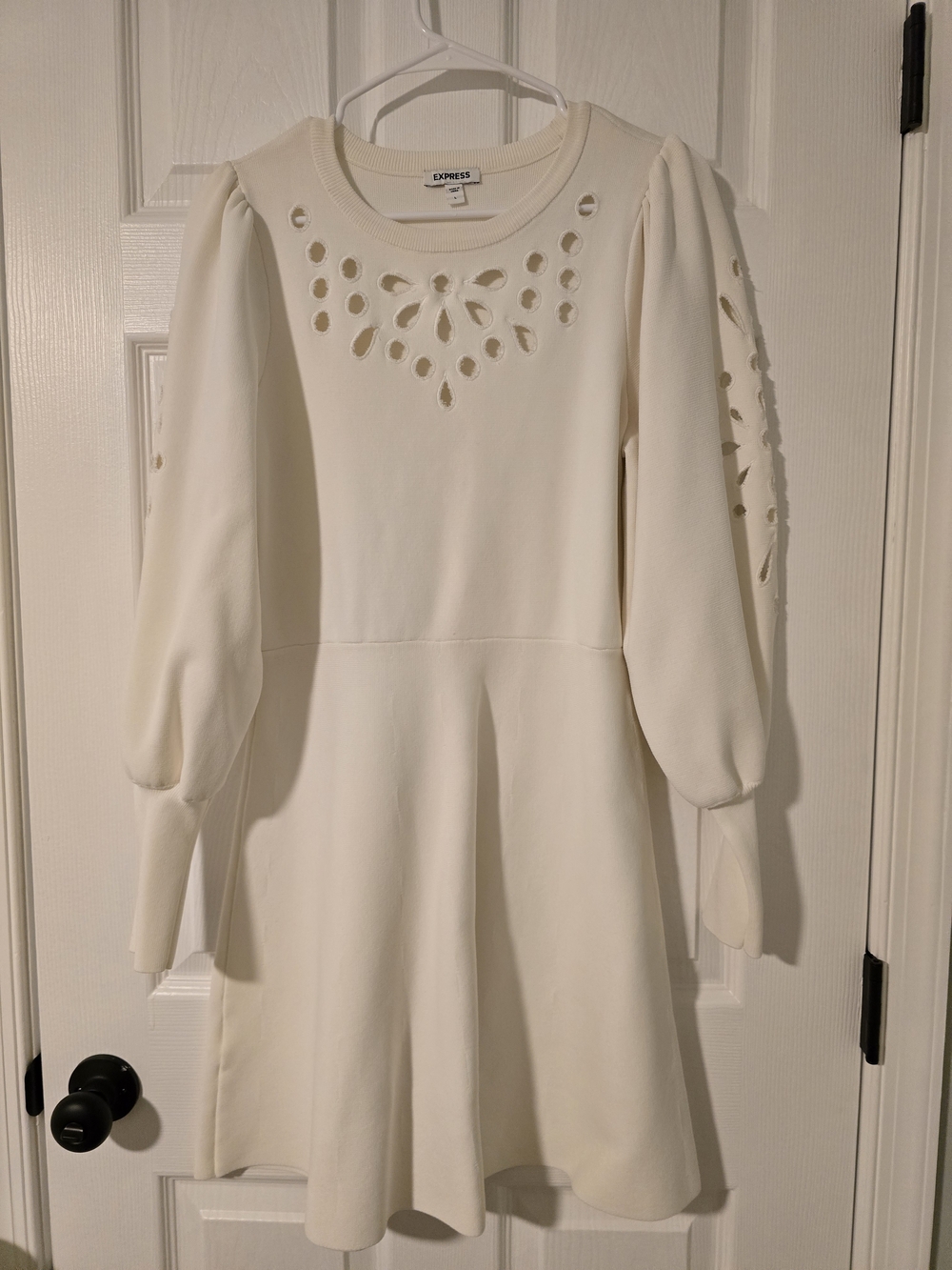 Express Women's Cream Cutout Long-Sleeve Dress